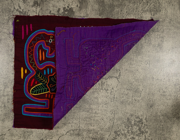 Traditional Burgundy Orange And Blue Lovebird Mola