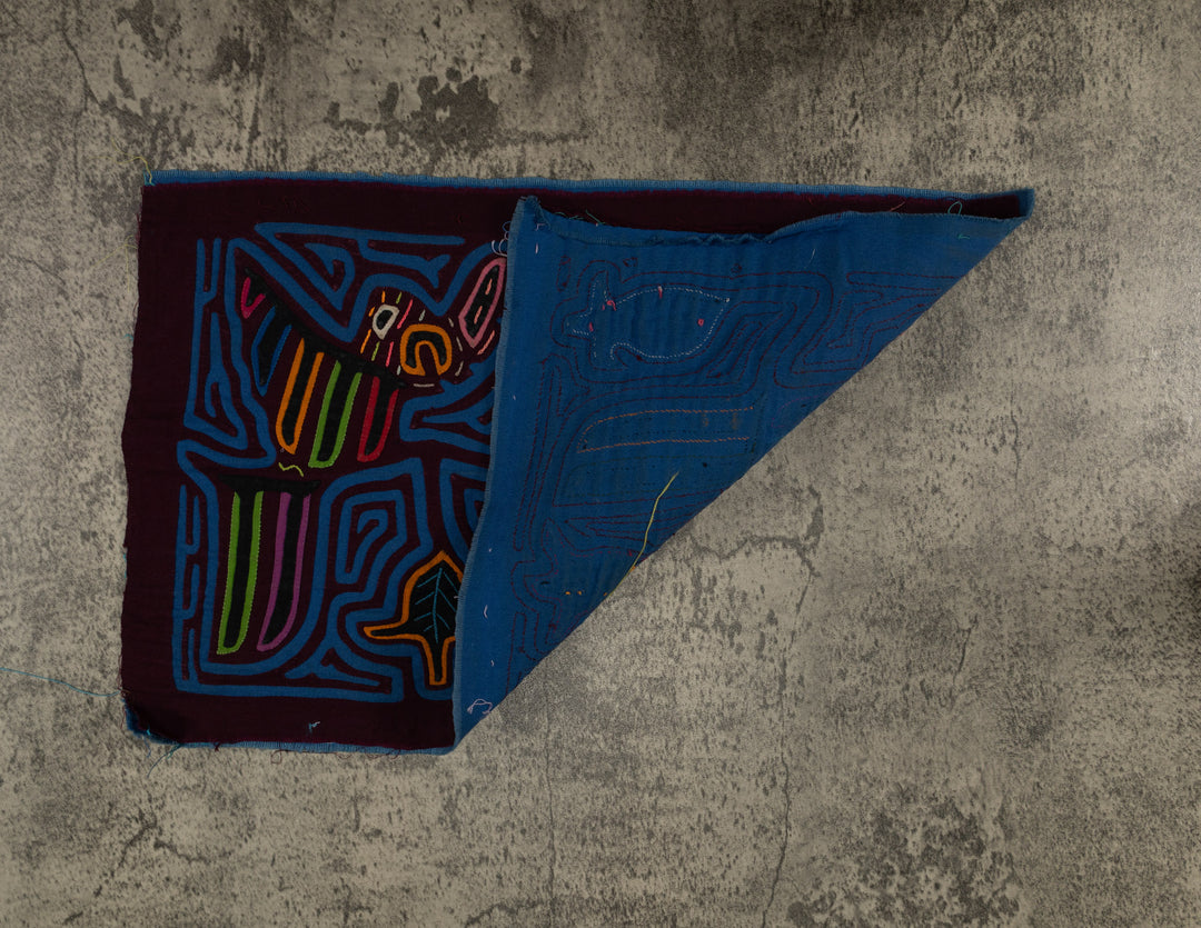 Traditional Burgundy And Blue Dueling Parrot Bird Mola