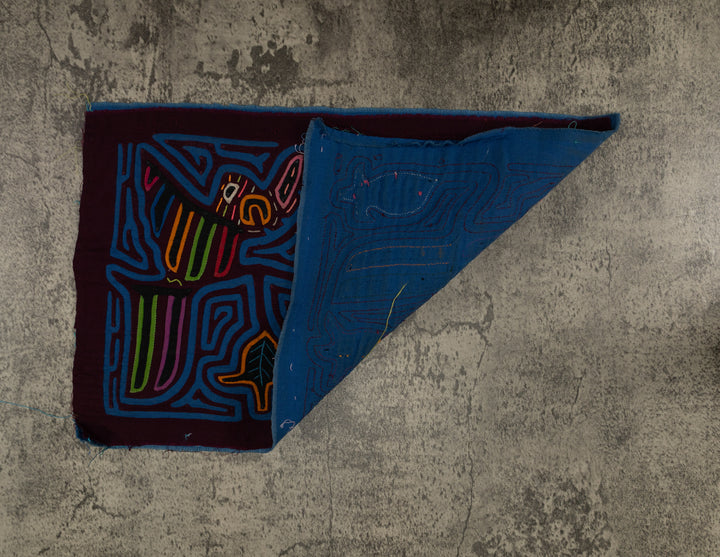 Traditional Burgundy And Blue Dueling Parrot Bird Mola