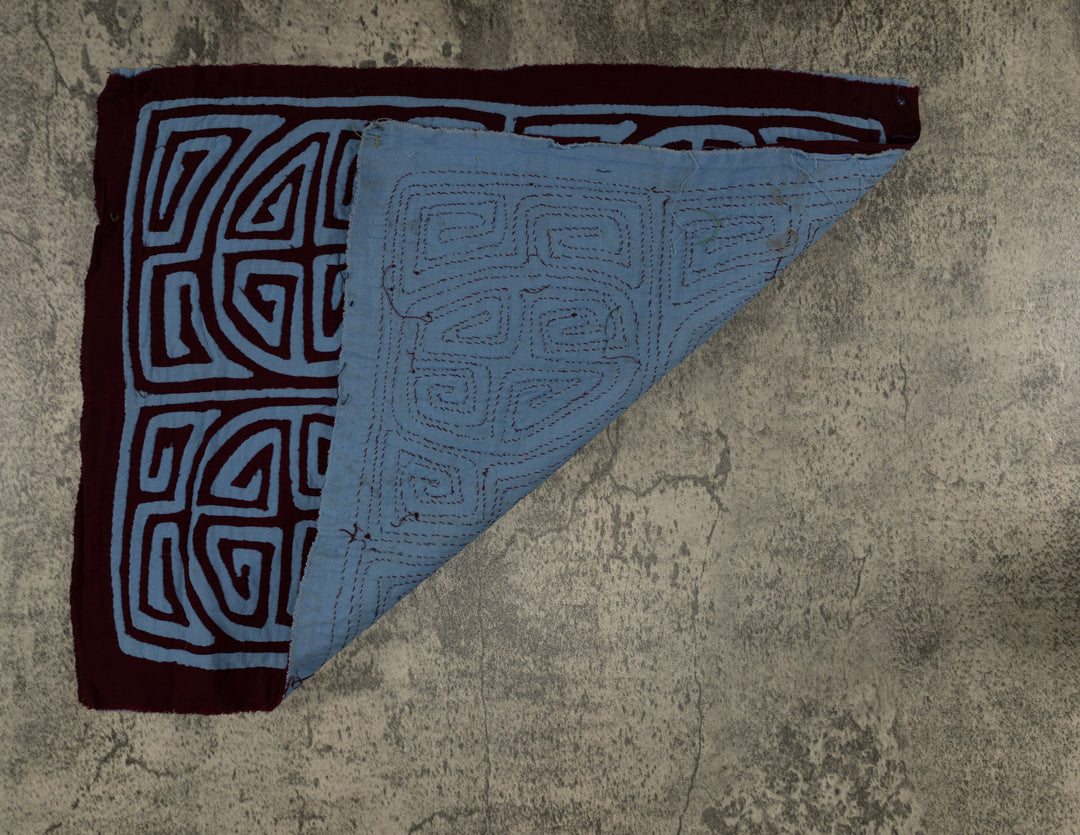Classic Maroon And Blue Kuna Mola