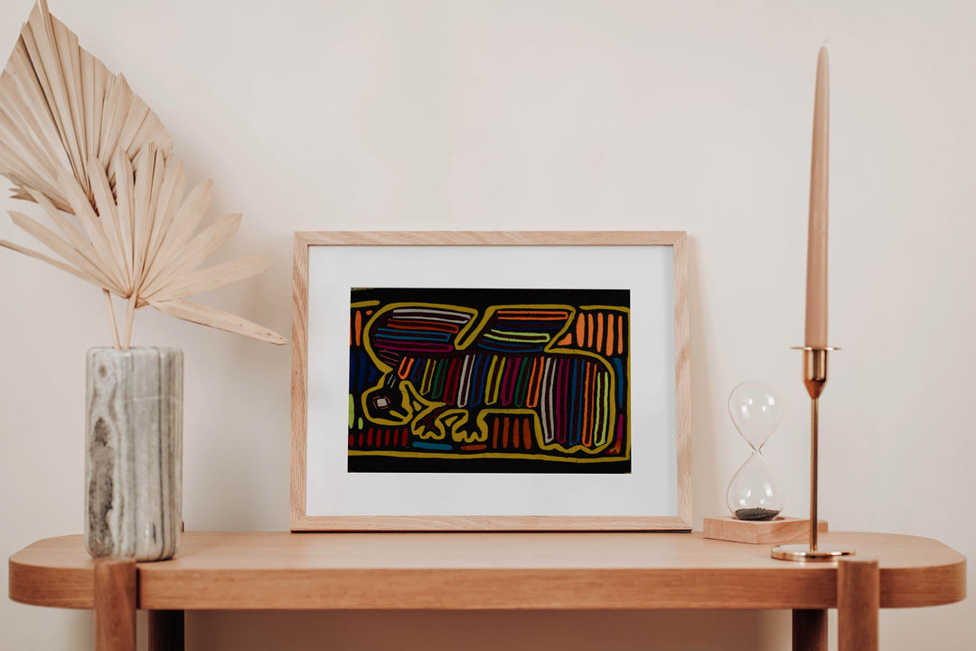 Traditional Rainbow Color Bird In Flight Mola