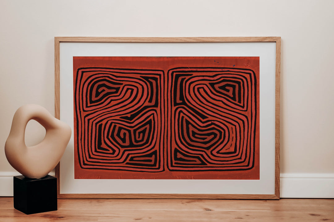 Classic Orange And Black Traditional Design Mola