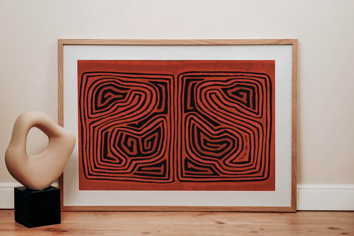 Classic Orange And Black Traditional Design Mola