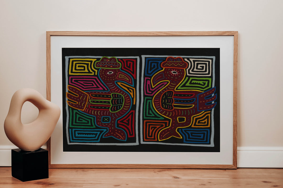 Traditional Black Blue And Red Barnyard Leader Mola