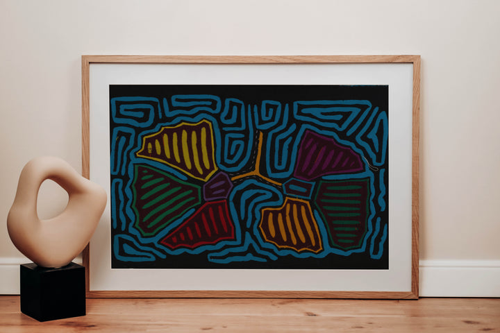 Classic Black And Blue Autumn Leaves Mola