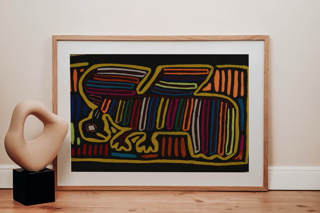 Traditional Rainbow Color Bird In Flight Mola