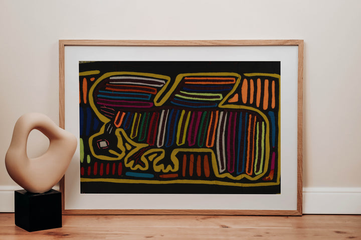 Traditional Rainbow Color Bird In Flight Mola