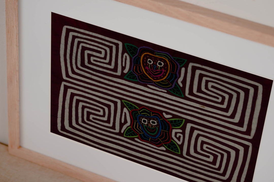 Traditional Burgundy And White Smiley Face Flower Mola