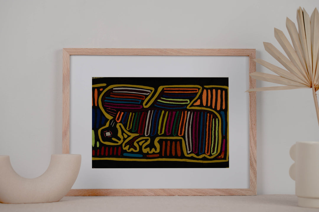 Traditional Rainbow Color Bird In Flight Mola