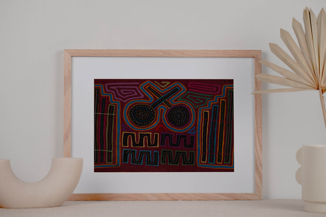 Traditional Burgundy Maracas And Flute Mola