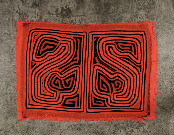 Classic Black And Orange Traditional Design Mola