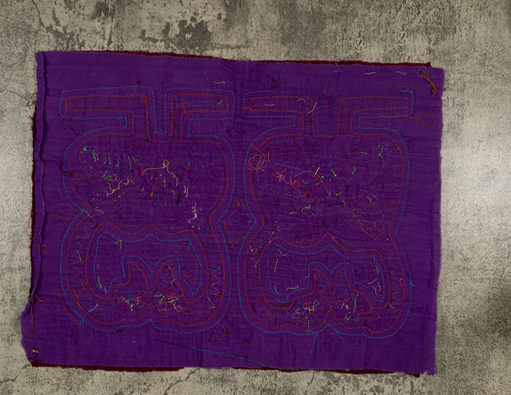 Traditional Burgundy Orange And Blue Lovebird Mola