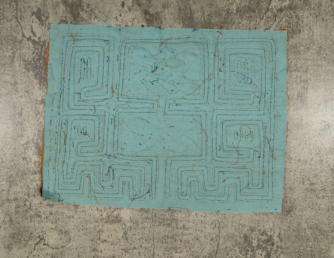 Traditional Orange And Aqua Foral Flower Mola