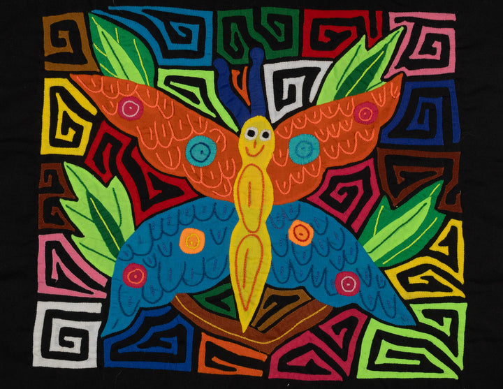 Fantasy Orange Blue And Yellow Happy Butterfly Mola