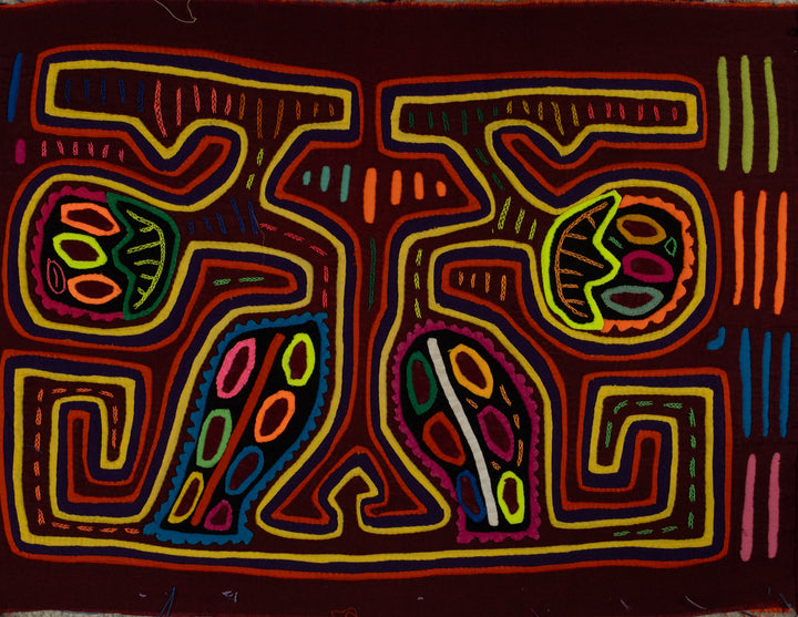 Classic Burgundy And Yellow Happy Octopus Mola