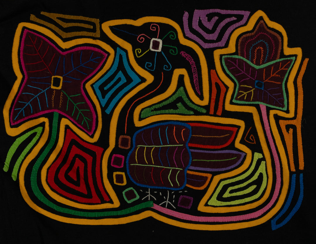 Classic Black And Gold Swan Flower Mola