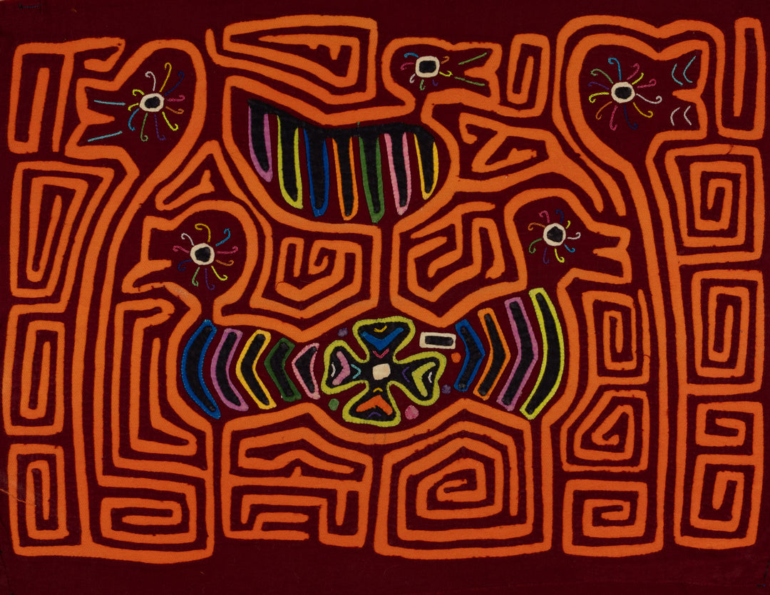 Traditional Burgundy And Orange Duck Galore Mola