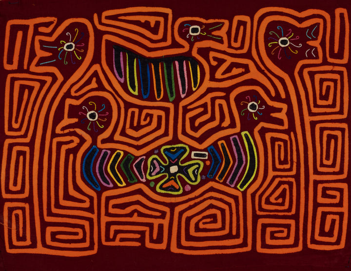 Traditional Burgundy And Orange Duck Galore Mola