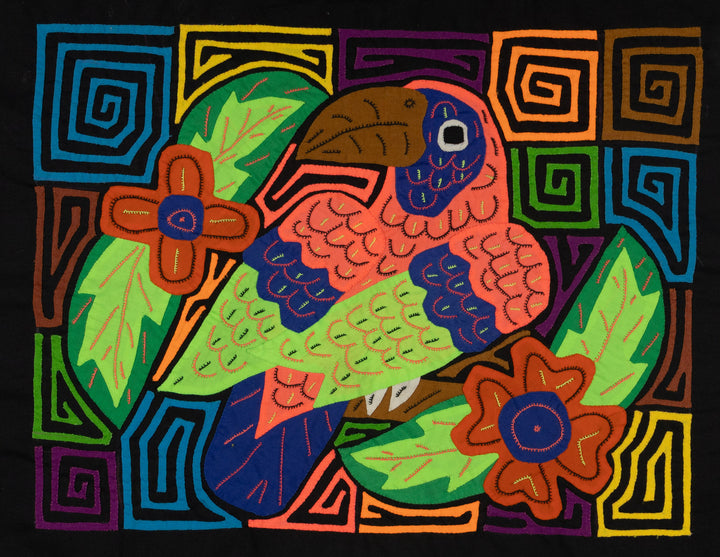 orange-fronted Parrot with Flowers and Leaves Mola