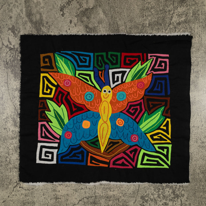 Fantasy Orange Blue And Yellow Happy Butterfly Mola