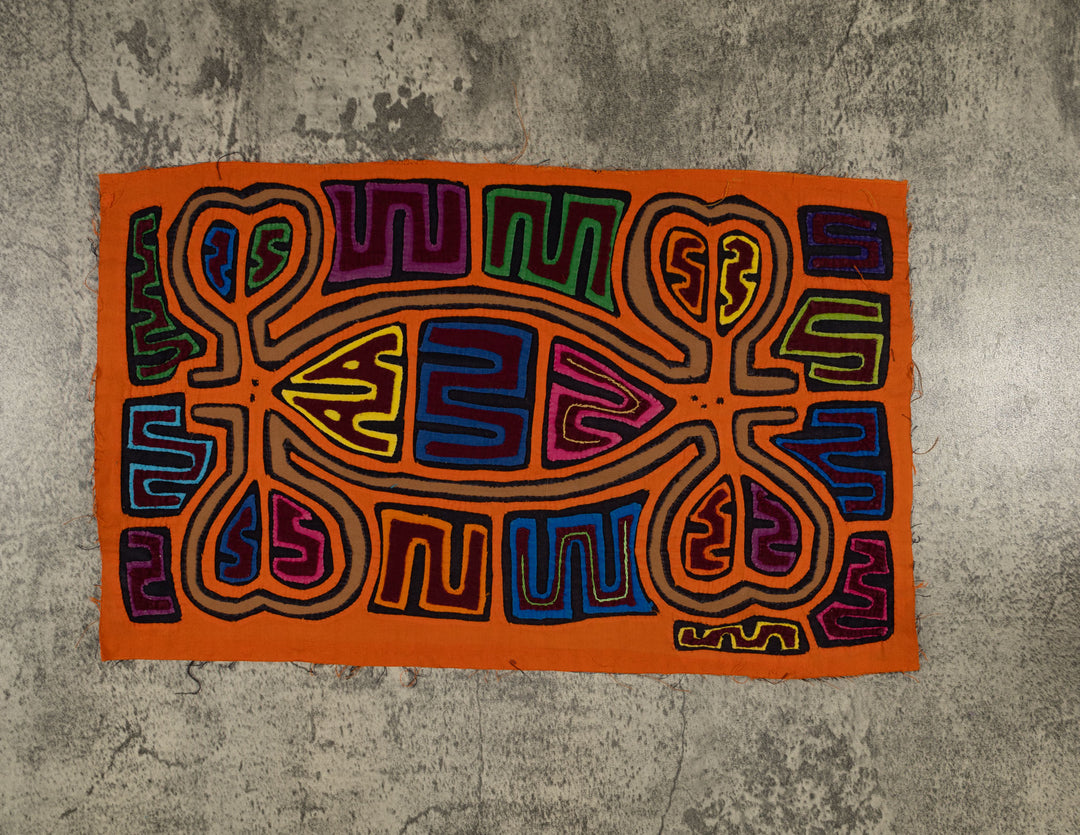 Classic Orange And Brown Cayuco With Outrigger Mola