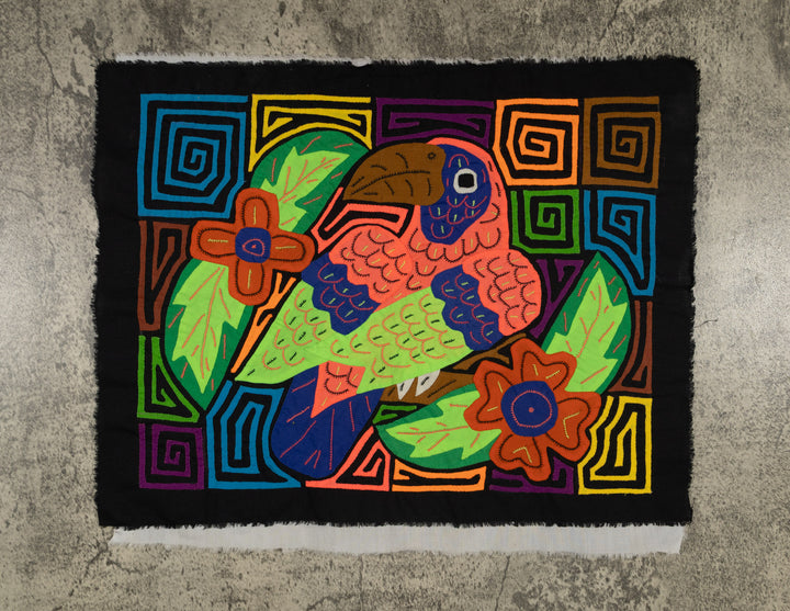 orange-fronted Parrot with Flowers and Leaves Mola