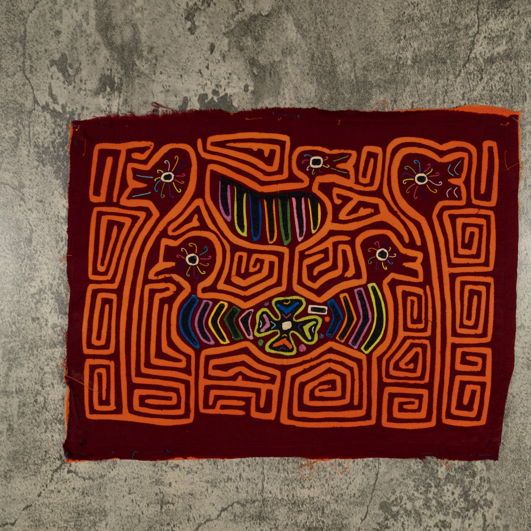 Traditional Burgundy And Orange Duck Galore Mola