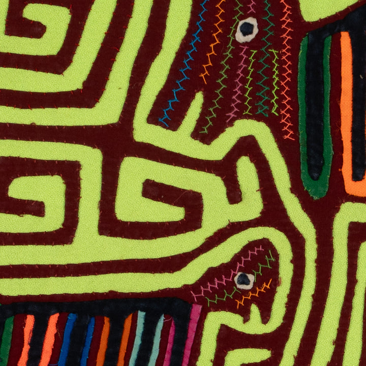 Traditional Green And Burgundy Strange Bird Mola