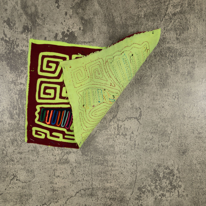 Traditional Green And Burgundy Strange Bird Mola