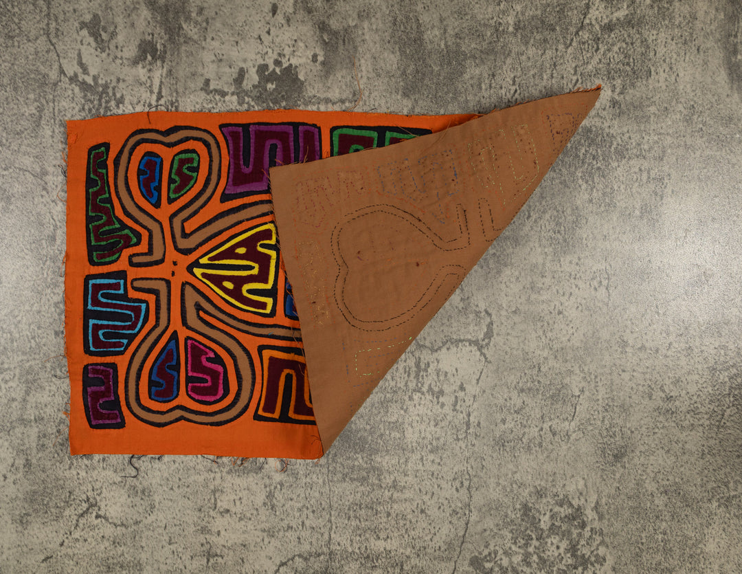 Classic Orange And Brown Cayuco With Outrigger Mola