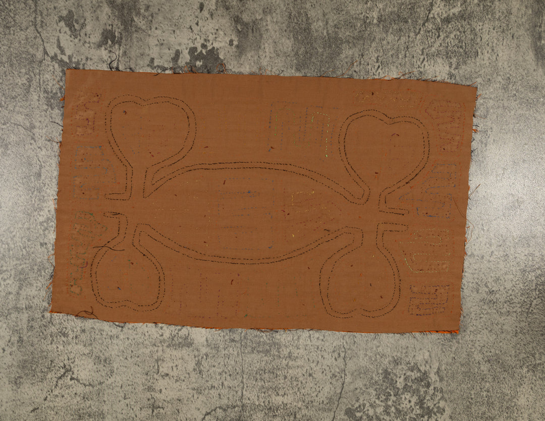 Classic Orange And Brown Cayuco With Outrigger Mola