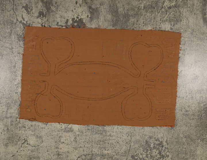 Classic Orange And Brown Cayuco With Outrigger Mola