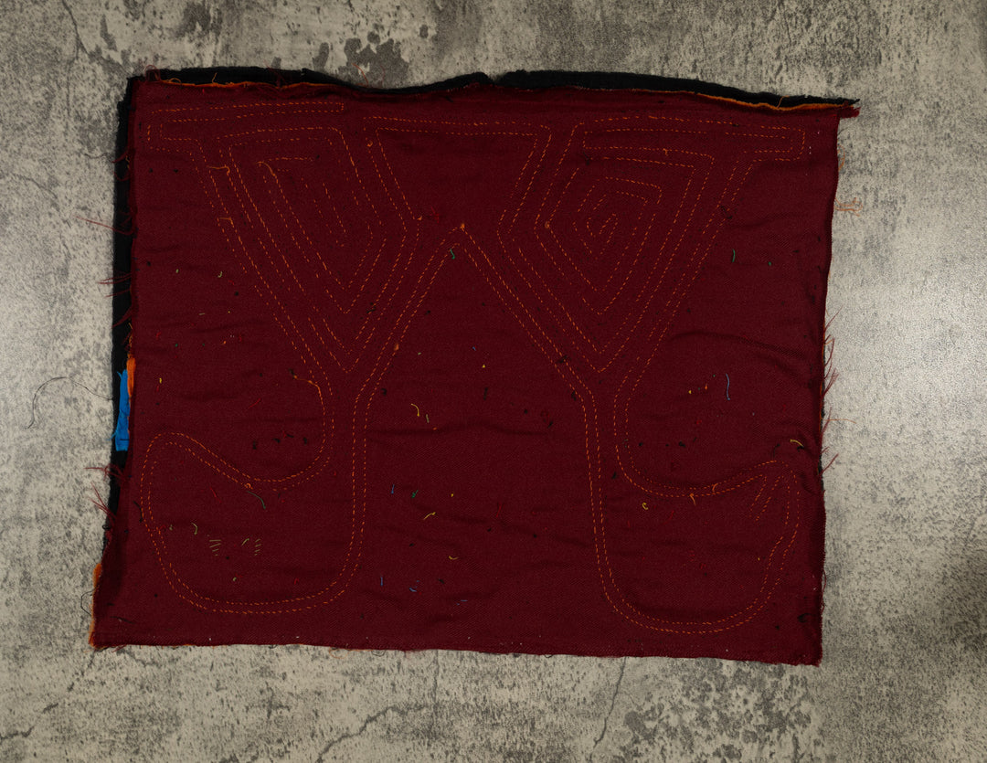 Traditional Red Orange And Blue Jungle Bird Mola