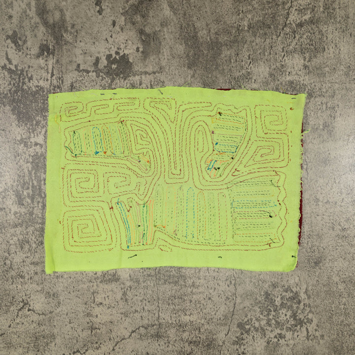 Traditional Green And Burgundy Strange Bird Mola