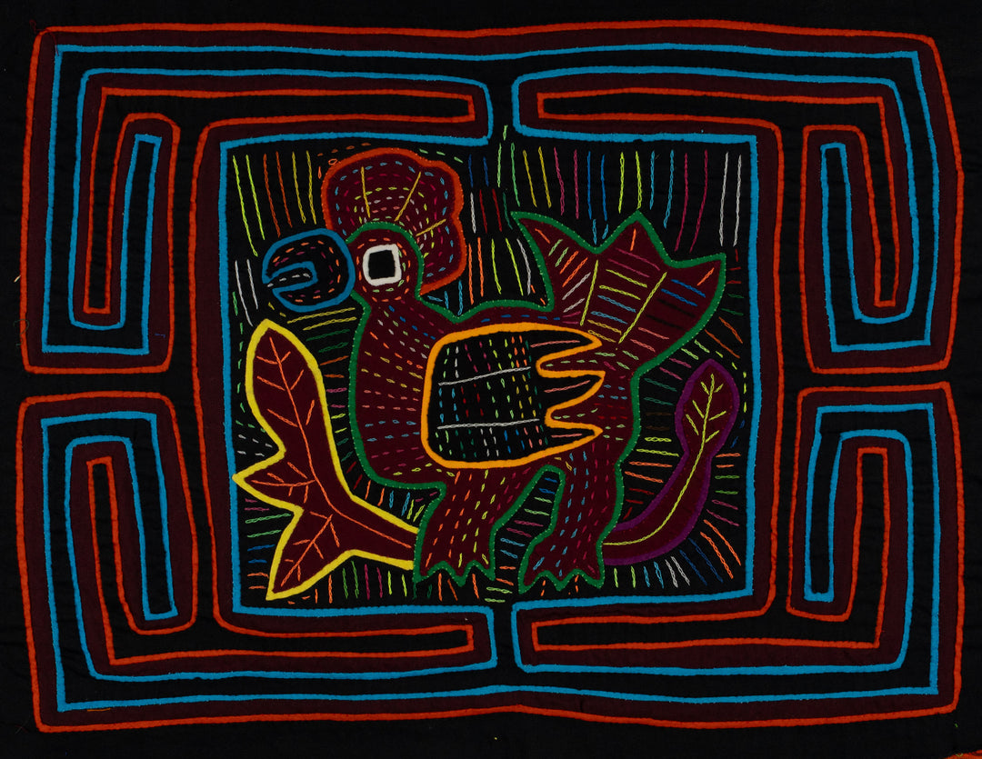 Traditional Red Orange And Blue Rainforest Bird Mola