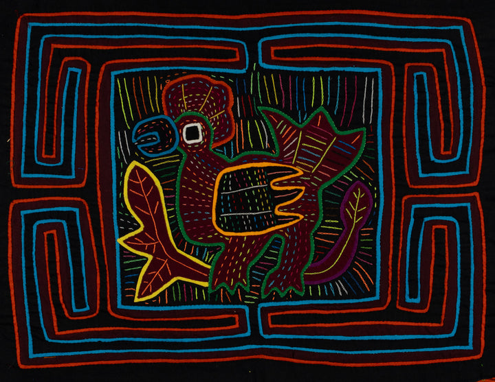 Traditional Red Orange And Blue Rainforest Bird Mola