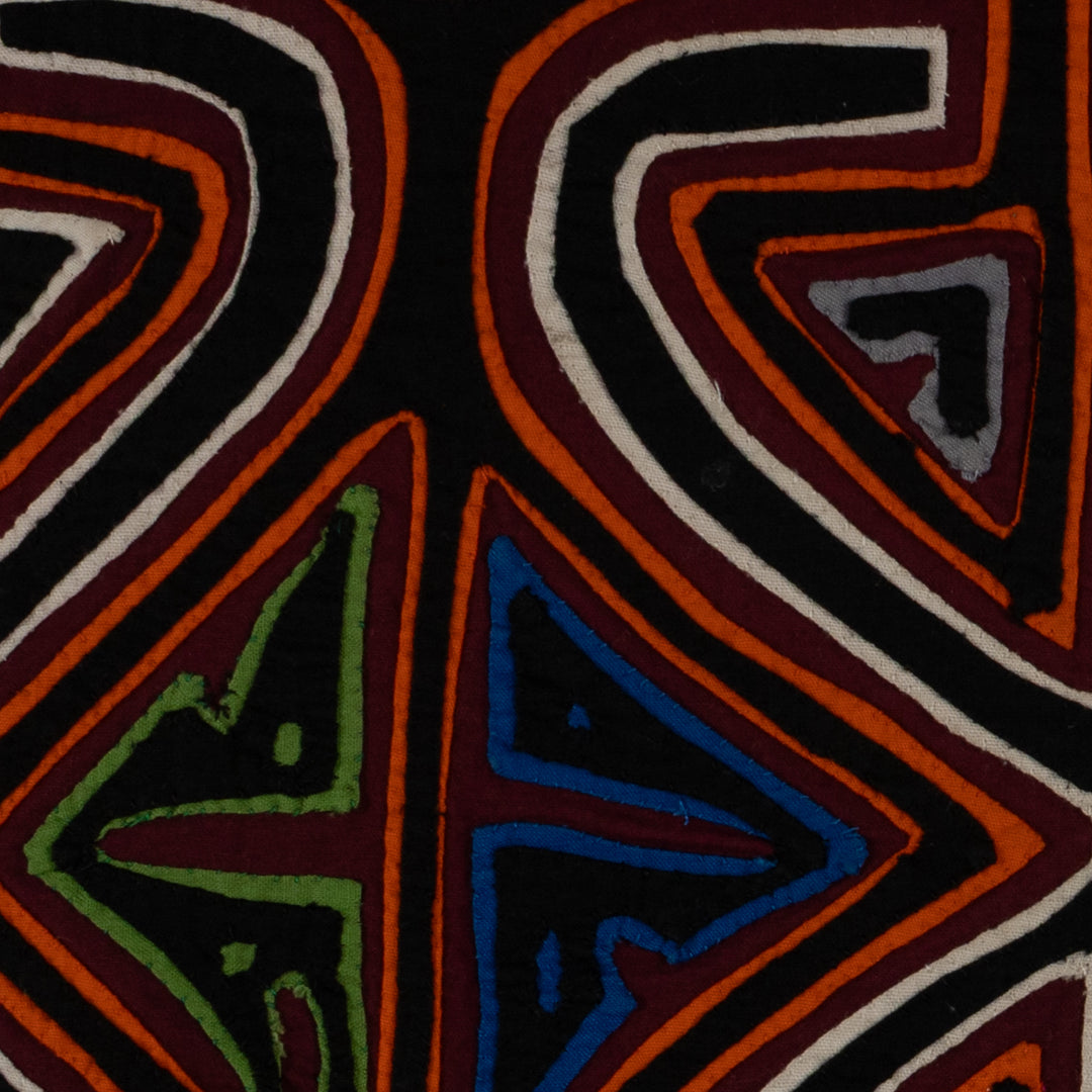 Traditional Black White And Orange Classic Design Mola