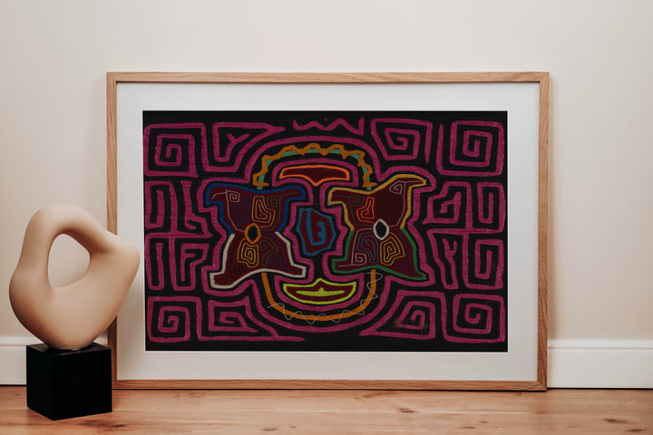 Traditional Hot Pink Floral Flower Mola