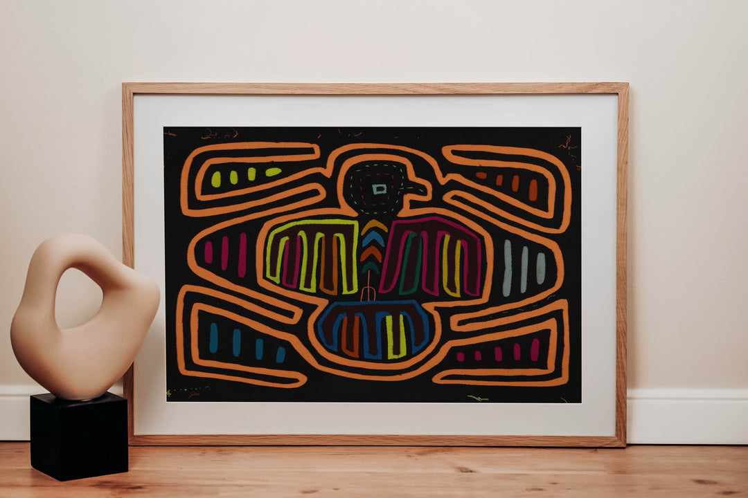 Classic Orange And Black Thunderbird Design Mola