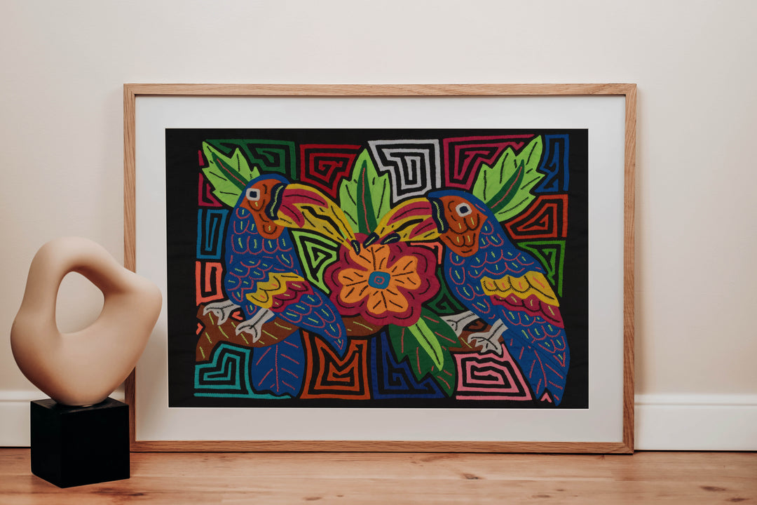 Fantasy Red Blue And Yellow Two Toucan Bird Mola