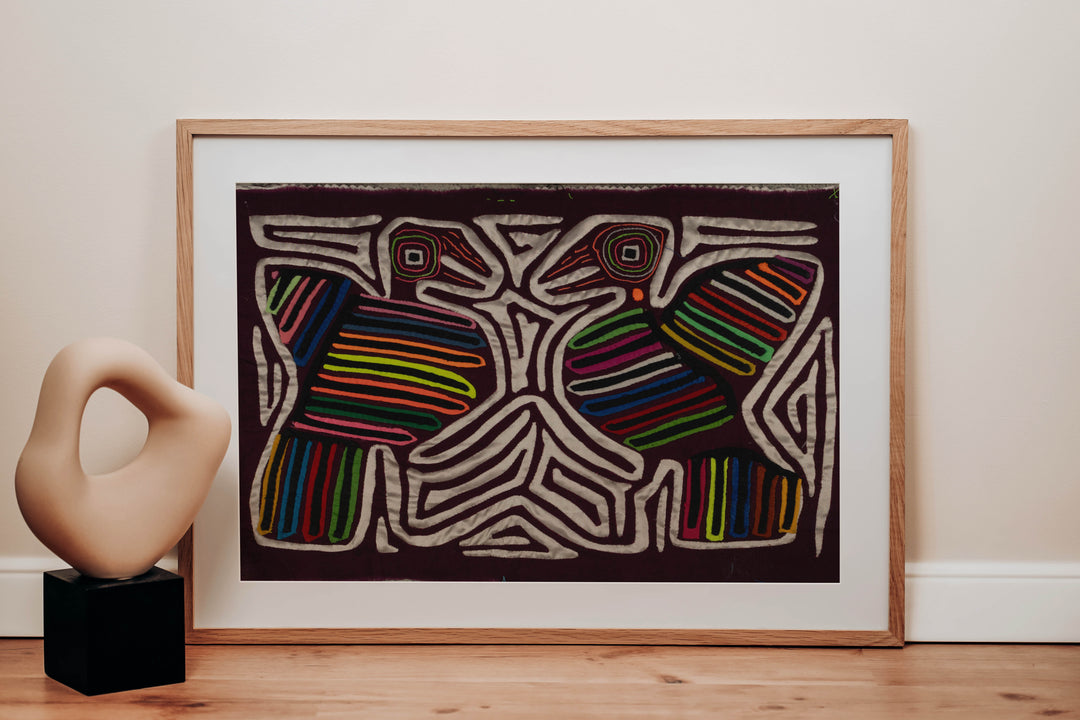 Traditional Burgundy And Silver Optical Illusion Bird Mola