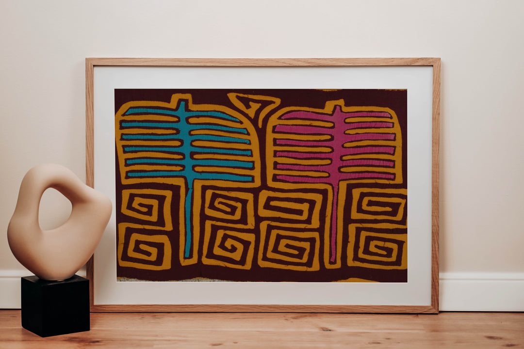 Traditional Turquoise Pink And Gold Classic Mola