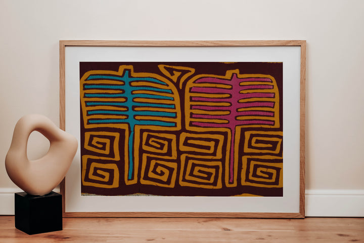 Traditional Turquoise Pink And Gold Classic Mola