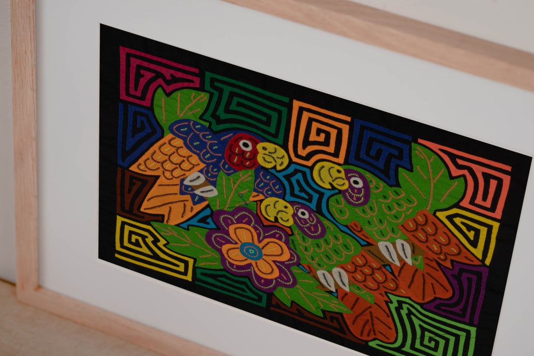 Fantasy Green And Orange Three Parrot Bird Mola