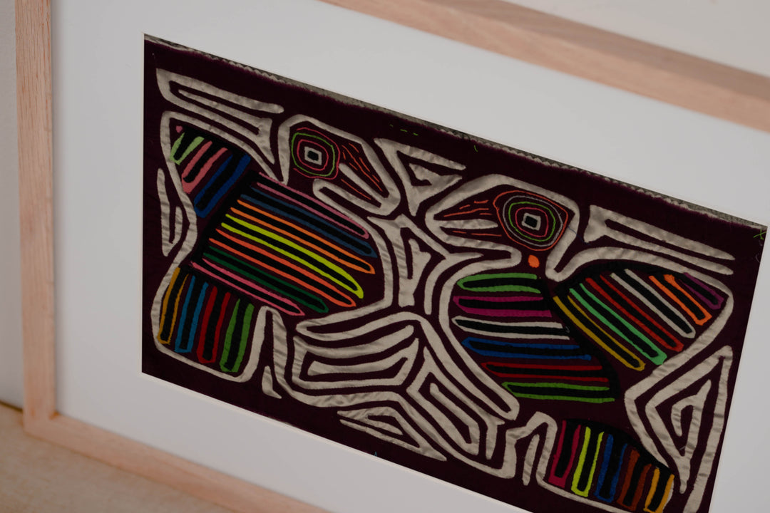 Traditional Burgundy And Silver Optical Illusion Bird Mola