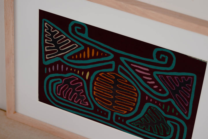 Classic Maroon and Turquoise Autumn Leaf Mola