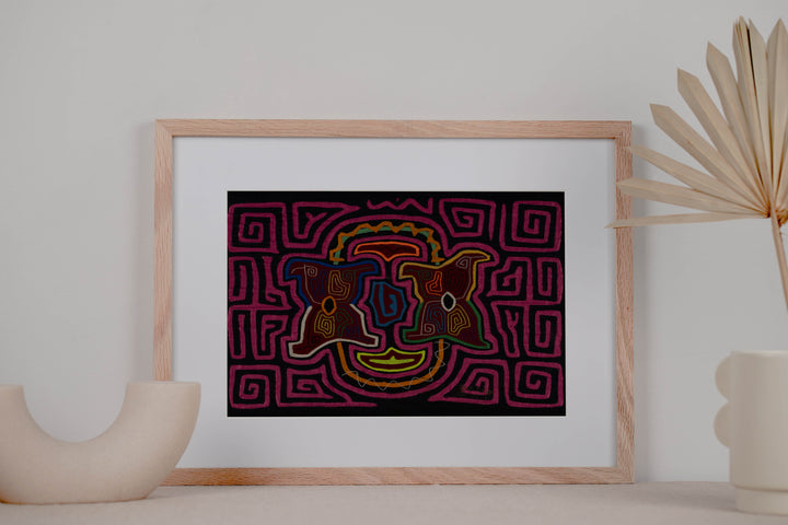 Traditional Hot Pink Floral Flower Mola