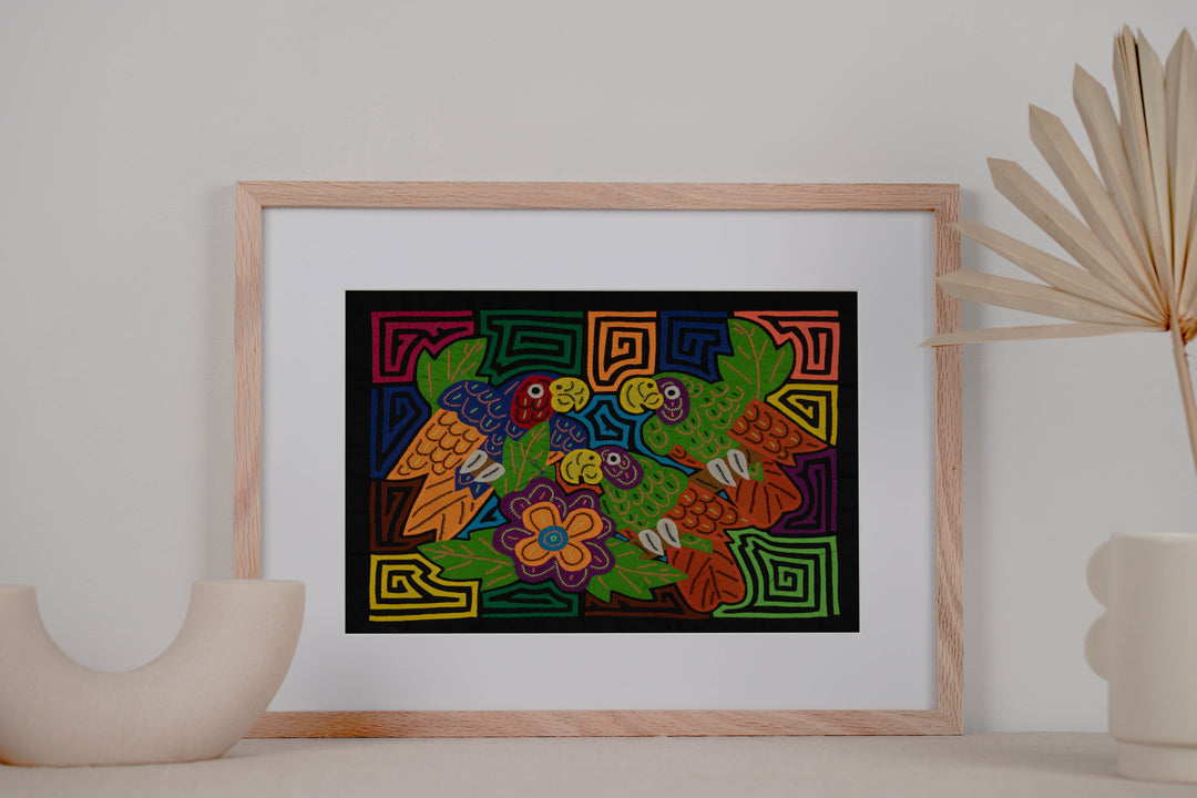 Fantasy Green And Orange Three Parrot Bird Mola