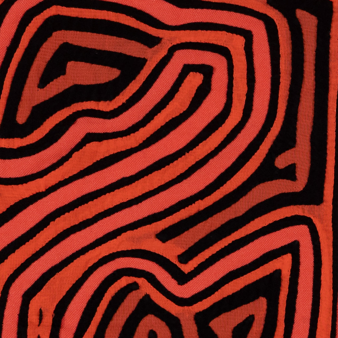 Classic Black And Orange Traditional Design Mola