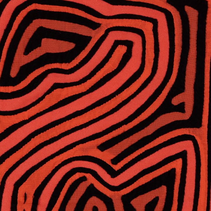 Classic Black And Orange Traditional Design Mola